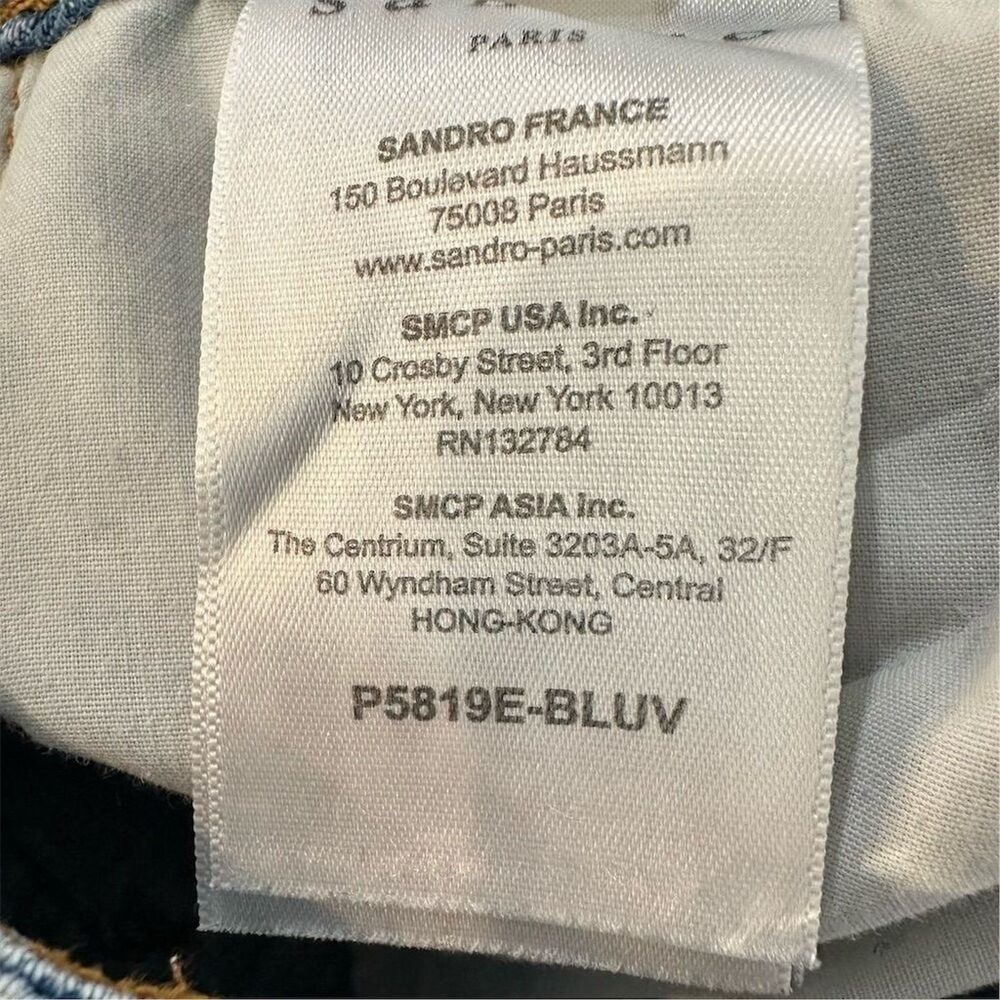 Sandro Paris Monaco Pearl Star Embellished Patch Jeans Womens 25" Blue Light - Picture 8 of 11